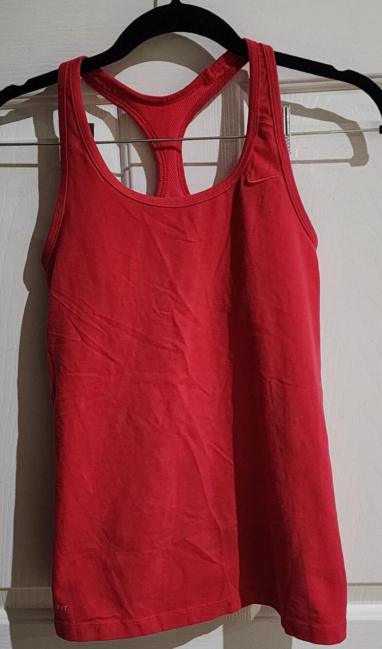 Nike Womens Dri-Fit Racerback Tank Top Built-In Bra Pink Activewear Size Small S